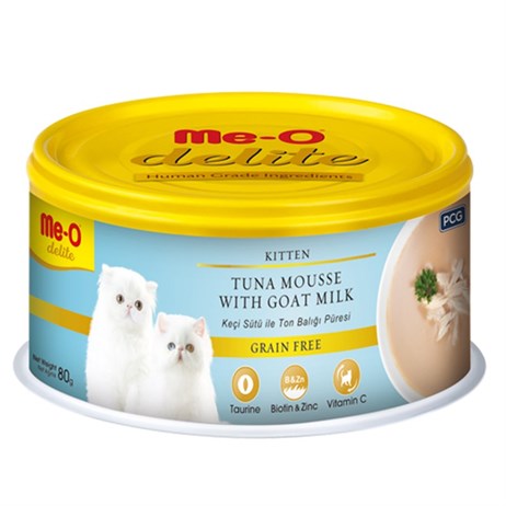 Meo Delite Tahılsız Keçi Sütlü ve Ton Balıklı Yavru Kedi Konservesi 80 Gr