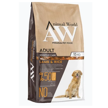 Animal World Adult Kuzu Eli Pirinçli Yetişkin Köpek Maması 15 KG