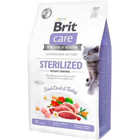 Brit Care Hypo-Allergenic Kilo Kontrolü için Ördekli Tahılsız Kısırlaştırılmış Kedi Maması 2kg