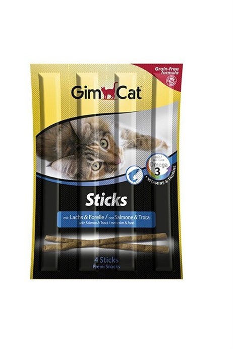 GimCat Sticks Somon & Atlantik Morina TAHILSIZ Ödül Çubukları 4'lü 20 gr