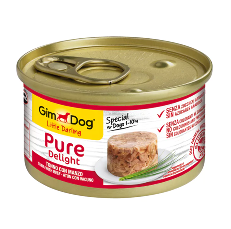 GimDog Pure Delight Ton Balıklı ve Biftekli Yetişkin Köpek Konservesi 85gr