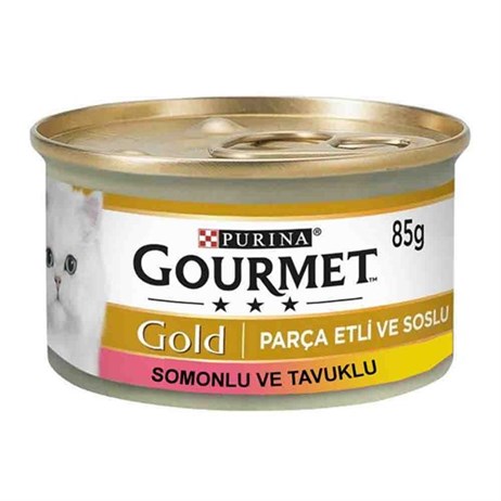 Gourmet Gold Parça Etli Somonlu ve Tavuklu Kedi Ko