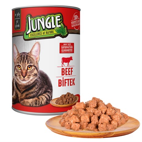 Jungle Biftekli Yetişkin Kedi Konservesi 415 gr