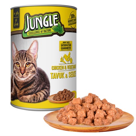 Jungle Tavuklu ve Sebzeli Yetişkin Kedi Konservesi 415 gr