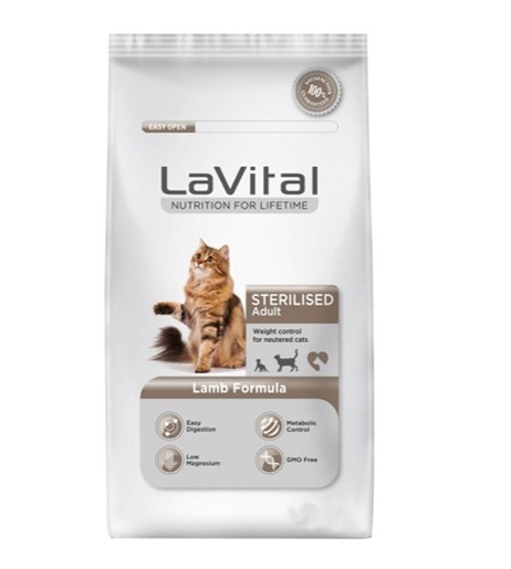 LaVital Kilo Kontrolü için Kuzulu Kısırlaştırılmış Kedi Maması 12 Kg