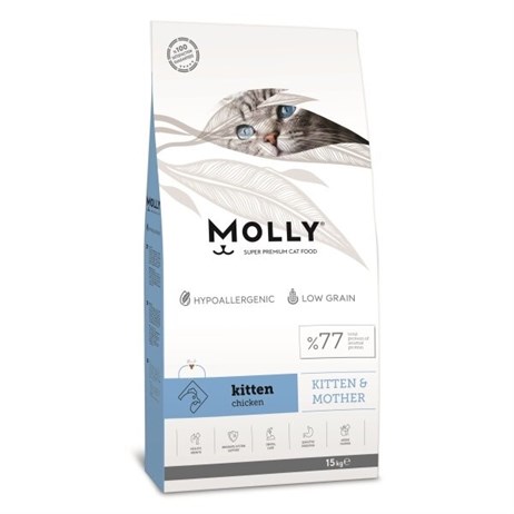 Molly Kitten&Mother Hypo-Allergenic Tavuklu Düşük Tahıllı Yavru Kedi Maması 15 kg