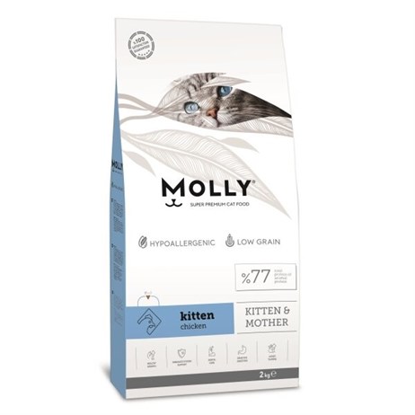 Molly Kitten&Mother Hypo-Allergenic Tavuklu Düşük Tahıllı Yavru Kedi Maması 2kg