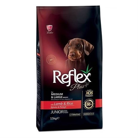 Reflex Plus Orta ve Büyük Irk Kuzu Etli Yavru Köpek Maması 15 Kg